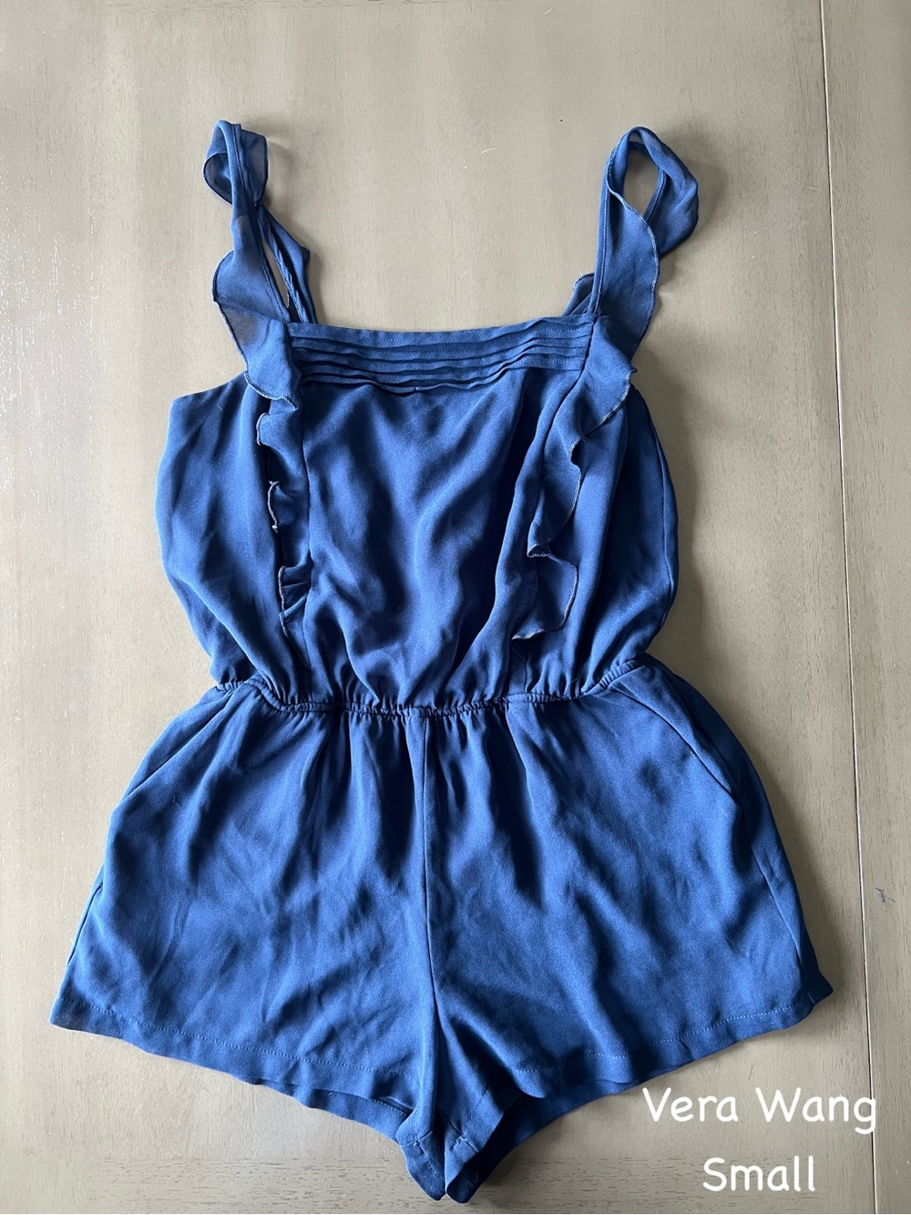 Vera Wang Blue Girls' Ruffle Strap One-Piece Romper